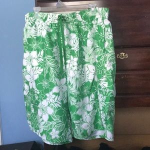 Green and white bathing suit